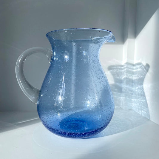 Mouth blown Bubble jug ~ blue