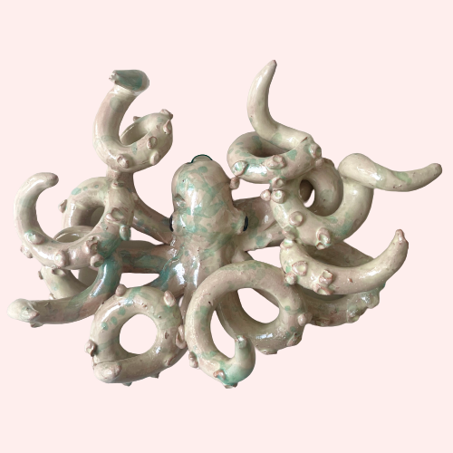 Håndlavet blæksprutte grøn splatter ~ Vægophæng