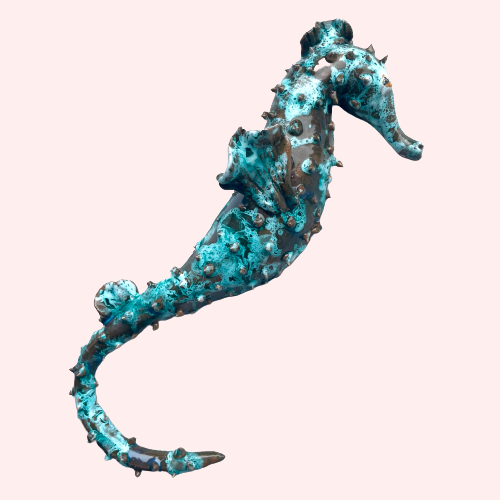 Handmade Seahorses Blue Spotted ~ Wall Hanging