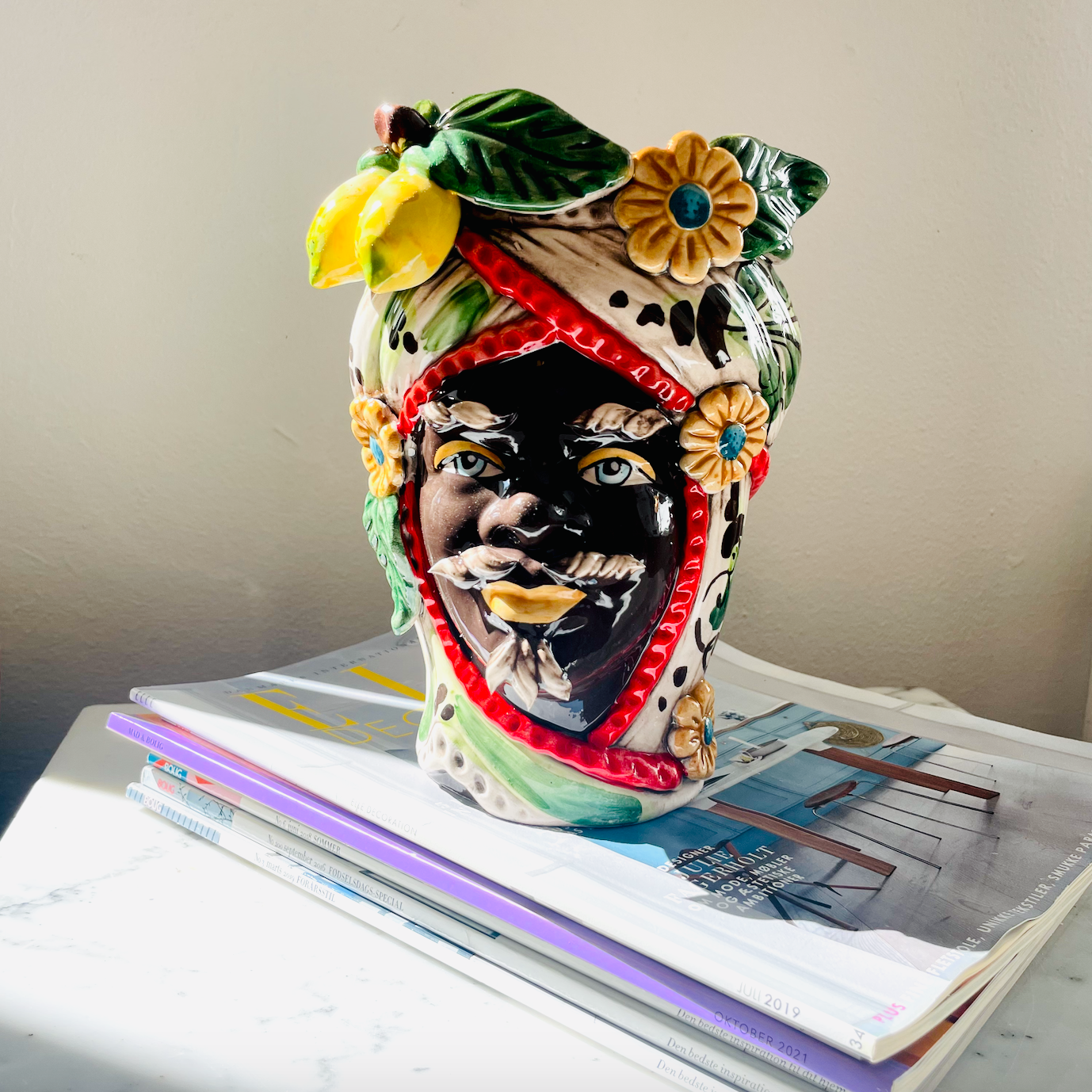Uomo Flora Verde| Sicilian Head Vase