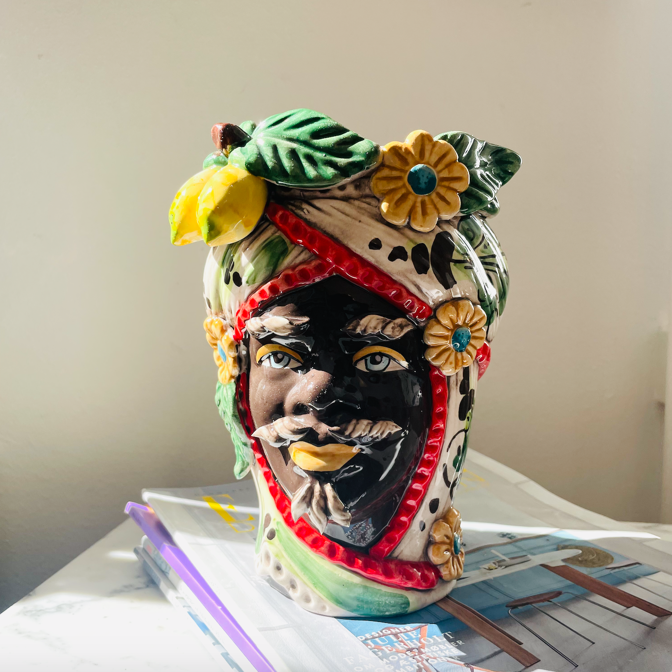 Uomo Flora Verde| Sicilian Head Vase