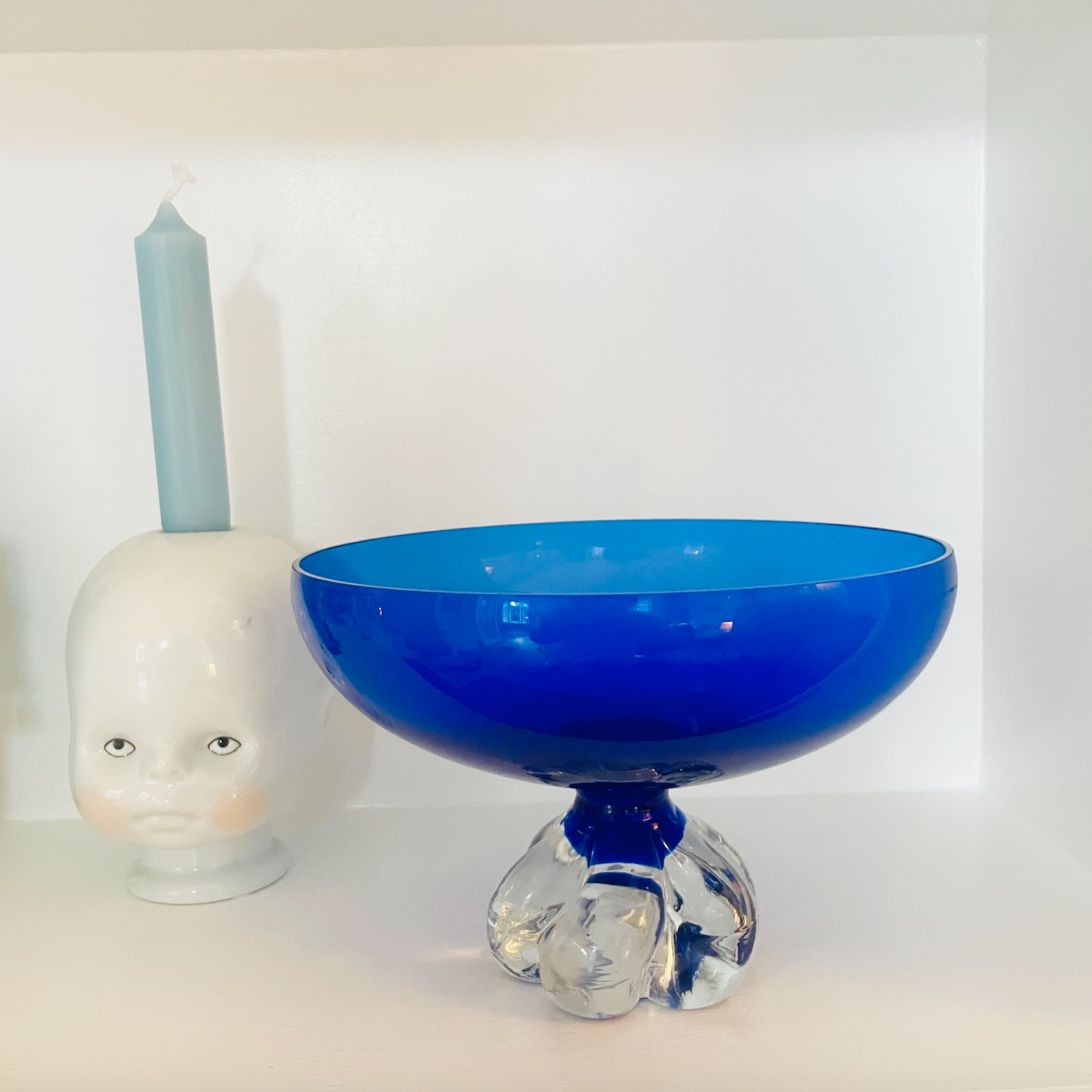 BLUE VINTAGE GLASS BOWL 〰️ NO. 1