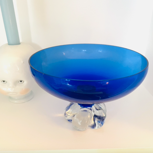 BLUE VINTAGE GLASS BOWL 〰️ NO. 1