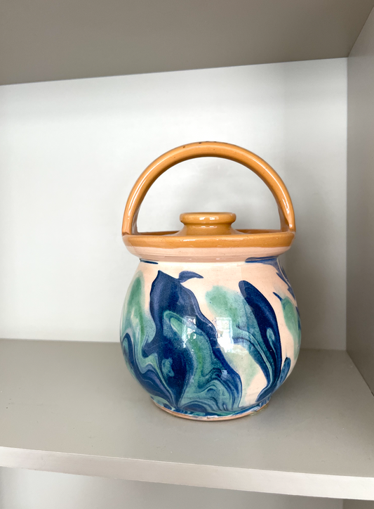 Hand painted jar with lid