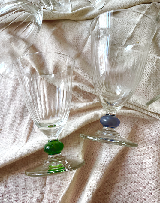 French colored champagne glasses