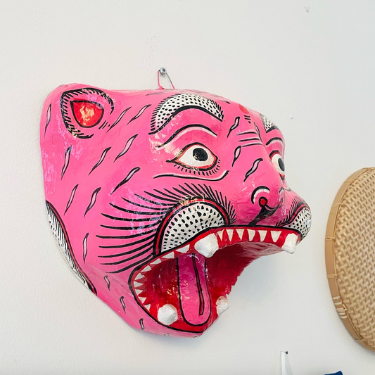Stor original bengalsk tigermaske fra Indien | Pink