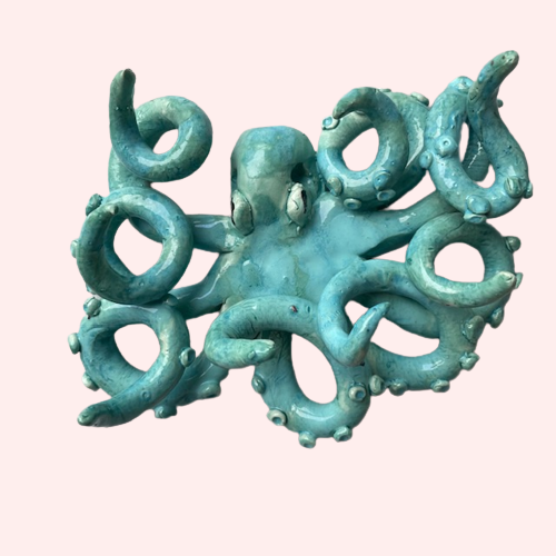 Håndlavede turkise blæksprutter ~ Vægophæng