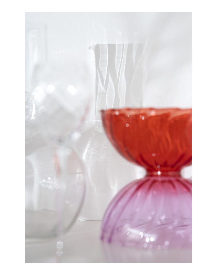 CARAMEL GLASS BOWL 〰️ PINK/RED