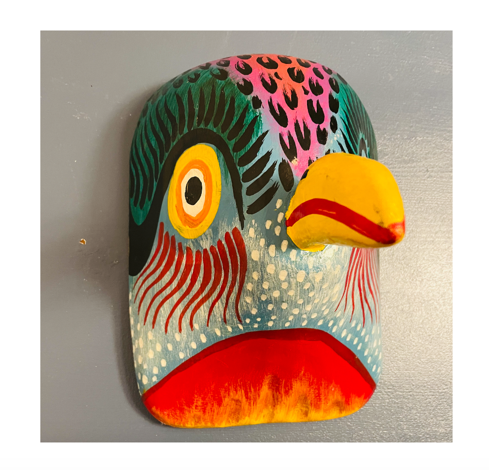 Håndskåret maske ~ Quetzal fugl