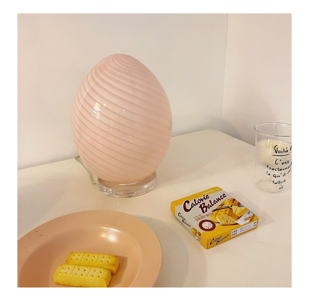 Egg Glaslampe ~ lyserød swirl
