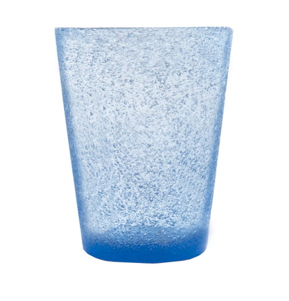 Mouth blown Bubble glass ~ Blue